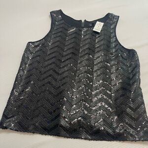 NWT Bebe Uptown Leather And Shine Black Sequin Tank Top Size Medium New